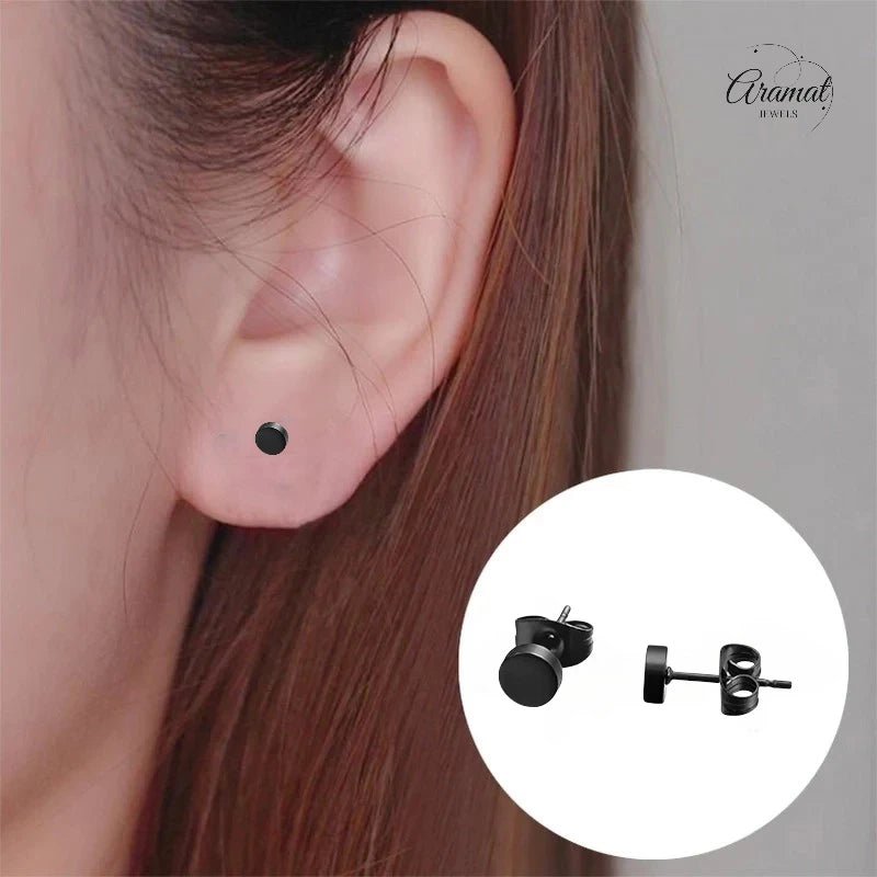 Ronde Zwarte Zweerknopjes 4mm – RVS - oor3152 - Oorbellen kopen# - 4mm - alles