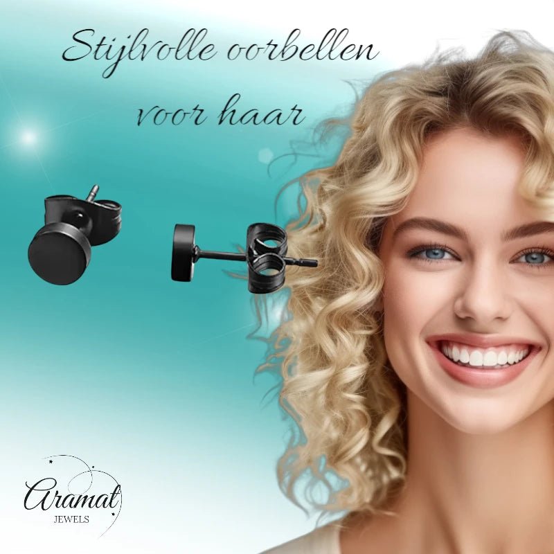Ronde Zwarte Zweerknopjes 4mm – RVS - oor3152 - Oorbellen kopen# - 4mm - alles