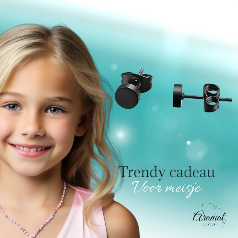 Ronde Zwarte Zweerknopjes 4mm – RVS - oor3152 - Oorbellen kopen# - 4mm - alles