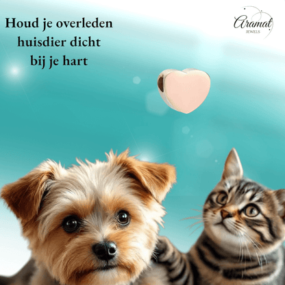 Rosékleurige asbedel hart – roestvrij staal 13mm - Aramat Jewels - Asbedels - cadeautip