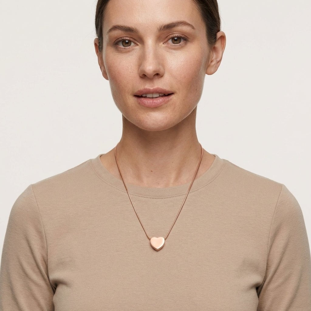 Rosékleurige asbedel hart – roestvrij staal 13mm - Aramat Jewels - Asbedels - cadeautip