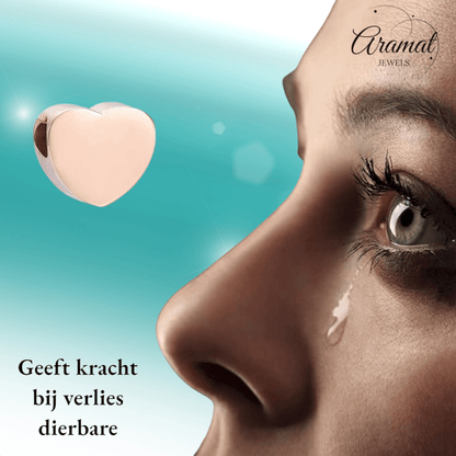 Rosékleurige asbedel hart – roestvrij staal 13mm - Aramat Jewels - Asbedels - cadeautip