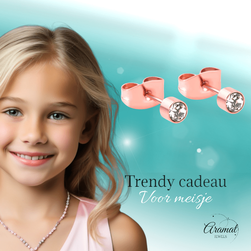 Rosékleurige kristal oorstekers – 3 mm - oor3743 - Oorbellen kopen# - 3mm - alles - cadeau