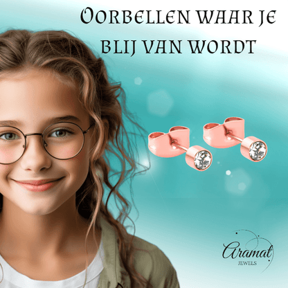 Rosékleurige kristal oorstekers – 3 mm - oor3743 - Oorbellen kopen# - 3mm - alles - cadeau