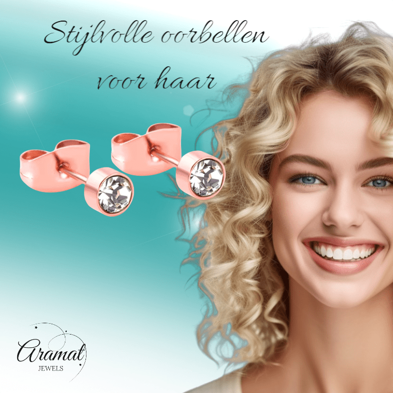 Rosékleurige kristallen oorstekers – 4 mm - oor3744 - Oorbellen kopen# - 4mm - alles - cadeau