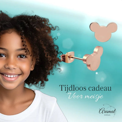 Rosékleurige Mickey Mouse Oorbellen – 8mm RVS - oor4225 - 80975 - Oorbellen kopen# - 8mm - alles - cadeau