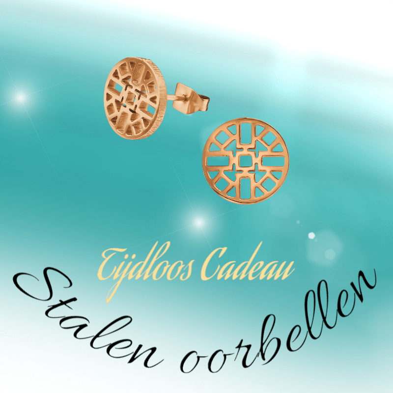 Rosékleurige Oorbellen Azteken Motief 10mm - Aramat Jewels - Oorbellen - cadeautip