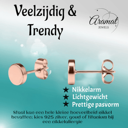Rosekleurige Ronde Oorstekers RVS 3mm - Aramat Jewels - Oorbellen - cadeautip