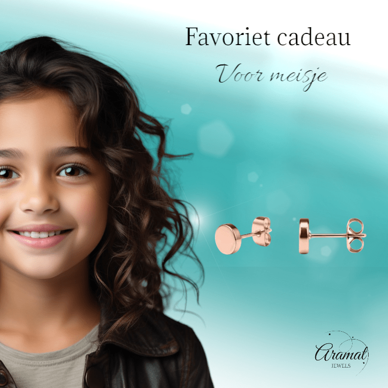 Rosekleurige Ronde Oorstekers RVS 3mm - Aramat Jewels - Oorbellen - cadeautip