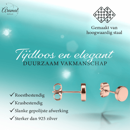 Rosekleurige Ronde Oorstekers RVS 3mm - Aramat Jewels - Oorbellen - cadeautip