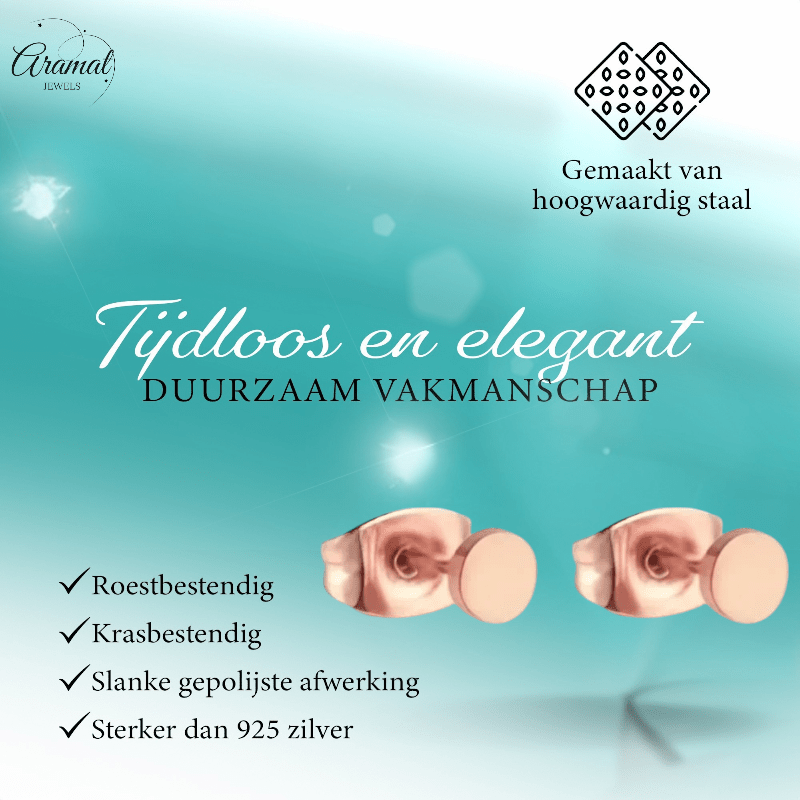 Rosekleurige Ronde Oorstekers RVS 4mm - Aramat Jewels - Oorbellen - cadeautip