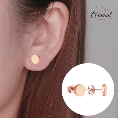 Rosekleurige Ronde Oorstekers RVS 8mm - Aramat Jewels - Oorbellen - cadeautip