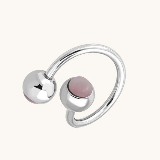 Roze Cat Eye Stalen Spiraal navelPiercing