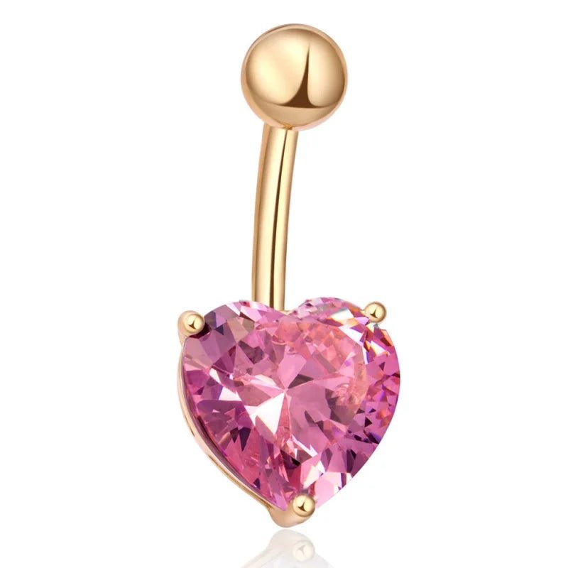 Roze Hart Navelpiercing met Zirkonia