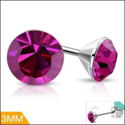 Roze Mini Kristal Oorbellen – 3mm – RVS - Aramat Jewels - Oorbellen - cadeautip
