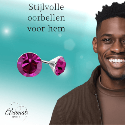Roze Mini Kristal Oorbellen – 3mm – RVS - Aramat Jewels - Oorbellen - cadeautip