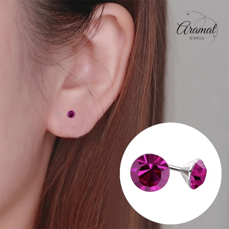 Roze Mini Kristal Oorbellen – 3mm – RVS - Aramat Jewels - Oorbellen - cadeautip