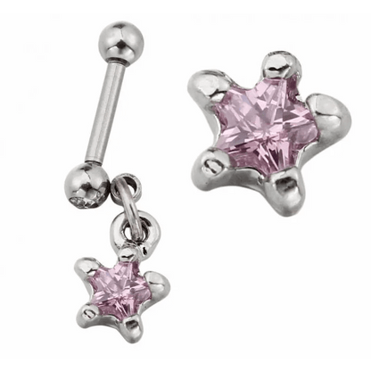 Een paar roze cubicge oorbellen