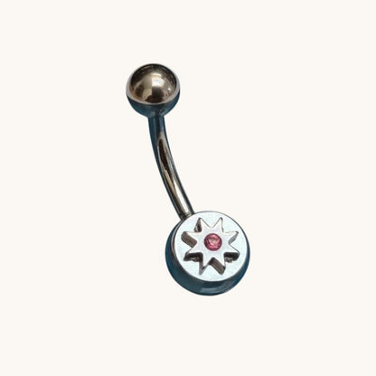 Roze Ster Zirkonia Stalen Navelpiercing