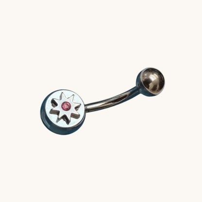 Roze Ster Zirkonia Stalen Navelpiercing