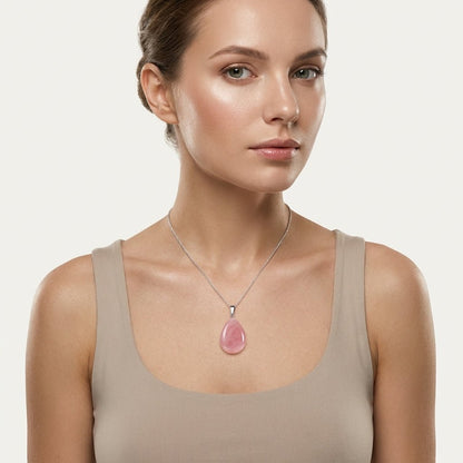Roze Watermeloen Kwarts Druppel Hanger natuursteen - Aramat Jewels - Hangers - cadeautip