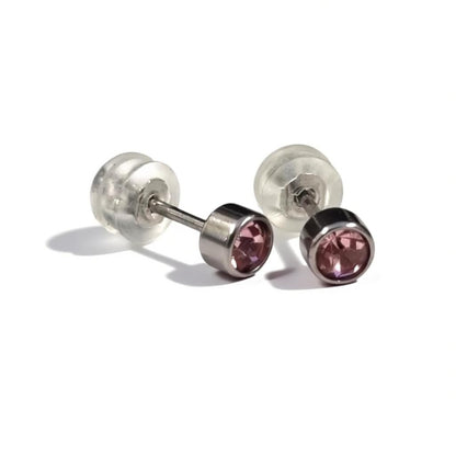 Oorknopjes – RVS 4mm met Roze Zirkonia
