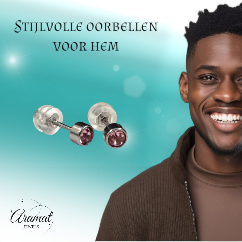 Oorknopjes – RVS 4mm met Roze Zirkonia