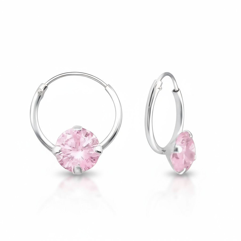 Roze Zirkonia Oorringetjes kind - Aramat Jewels - Oorringen - cadeautip
