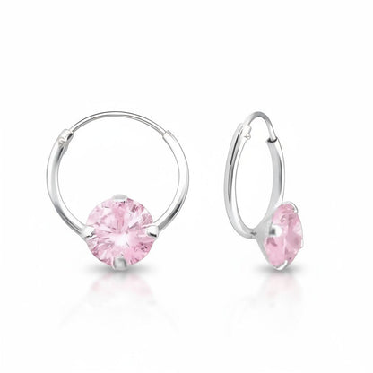 Roze Zirkonia Oorringetjes kind - Aramat Jewels - Oorringen - cadeautip