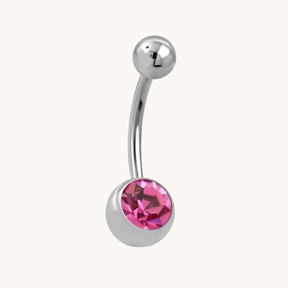 Roze Zirkonia Stalen Navelpiercing met Steen