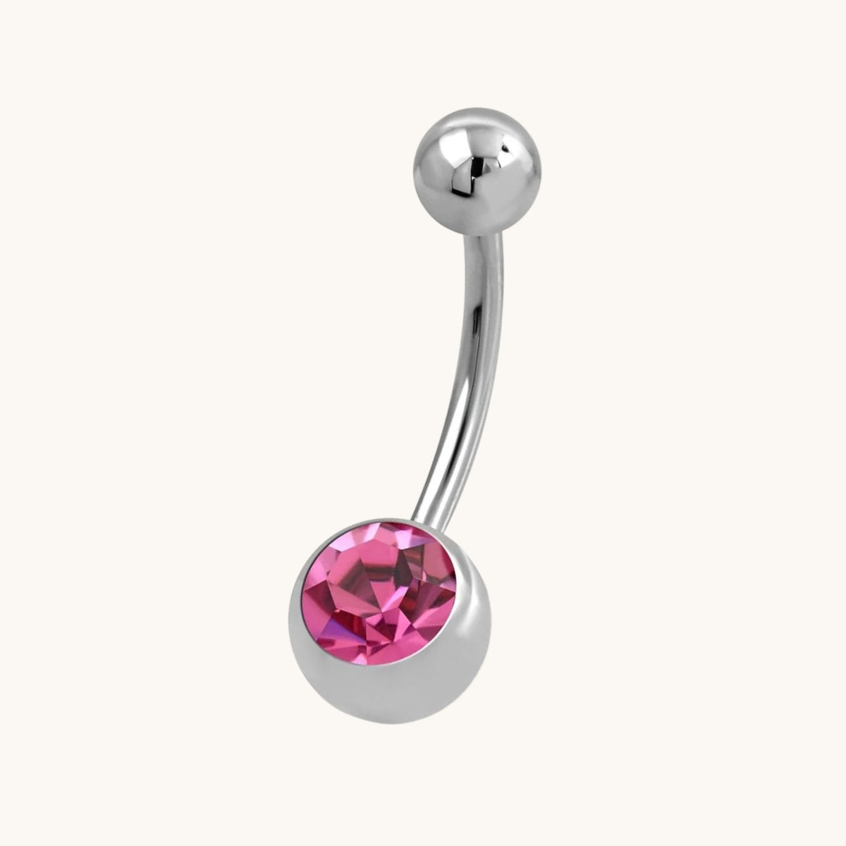Roze Zirkonia Stalen Navelpiercing met Steen