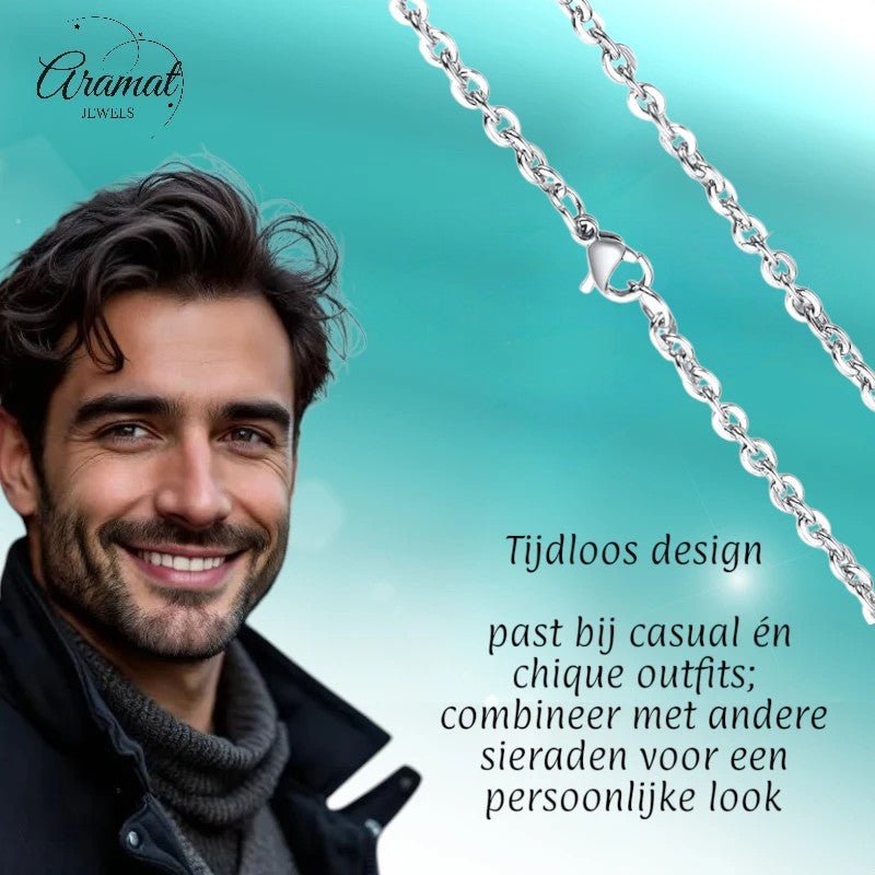 RVS Anker Ketting Zilverkleur 50 - 60cm - Maritieme Schakelketting - Aramat Jewels - Halskettingen - cadeautip