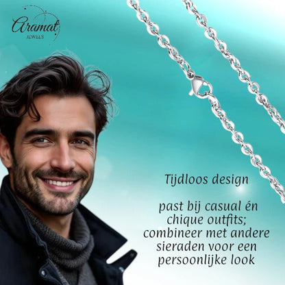 RVS Anker Ketting Zilverkleur 50 - 60cm - Maritieme Schakelketting - Aramat Jewels - Halskettingen - cadeautip