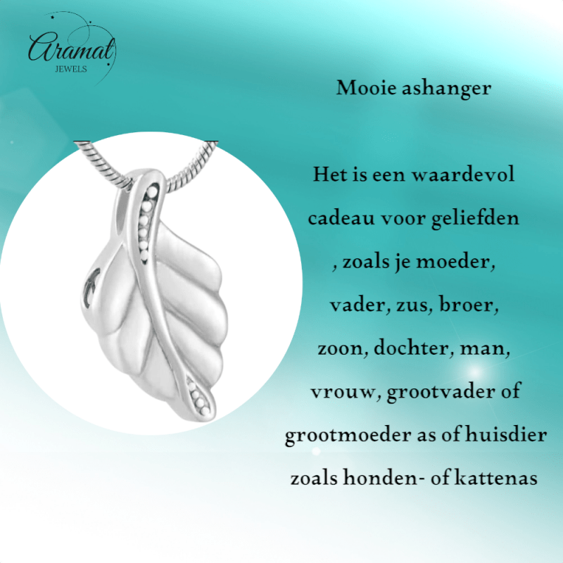 RVS Ashanger Blaadje - Zilverkleurig - hang482 - 9729 - Gedenkhangers kopen# - 30mm - alles - ashangers