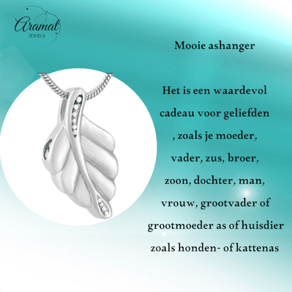 RVS Ashanger Blaadje - Zilverkleurig - hang482 - 9729 - Gedenkhangers kopen# - 30mm - alles - ashangers