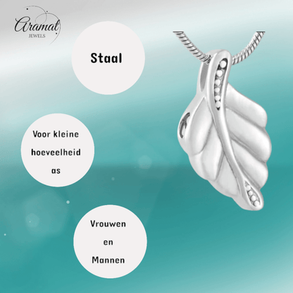 RVS Ashanger Blaadje - Zilverkleurig - hang482 - 9729 - Gedenkhangers kopen# - 30mm - alles - ashangers