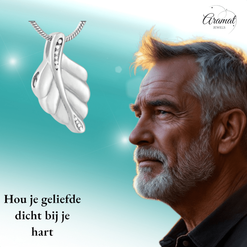 RVS Ashanger Blaadje - Zilverkleurig - hang482 - 9729 - Gedenkhangers kopen# - 30mm - alles - ashangers