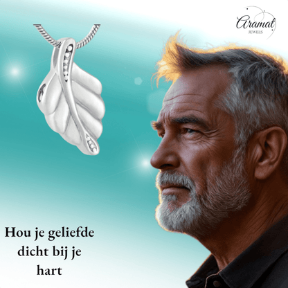 RVS Ashanger Blaadje - Zilverkleurig - hang482 - 9729 - Gedenkhangers kopen# - 30mm - alles - ashangers