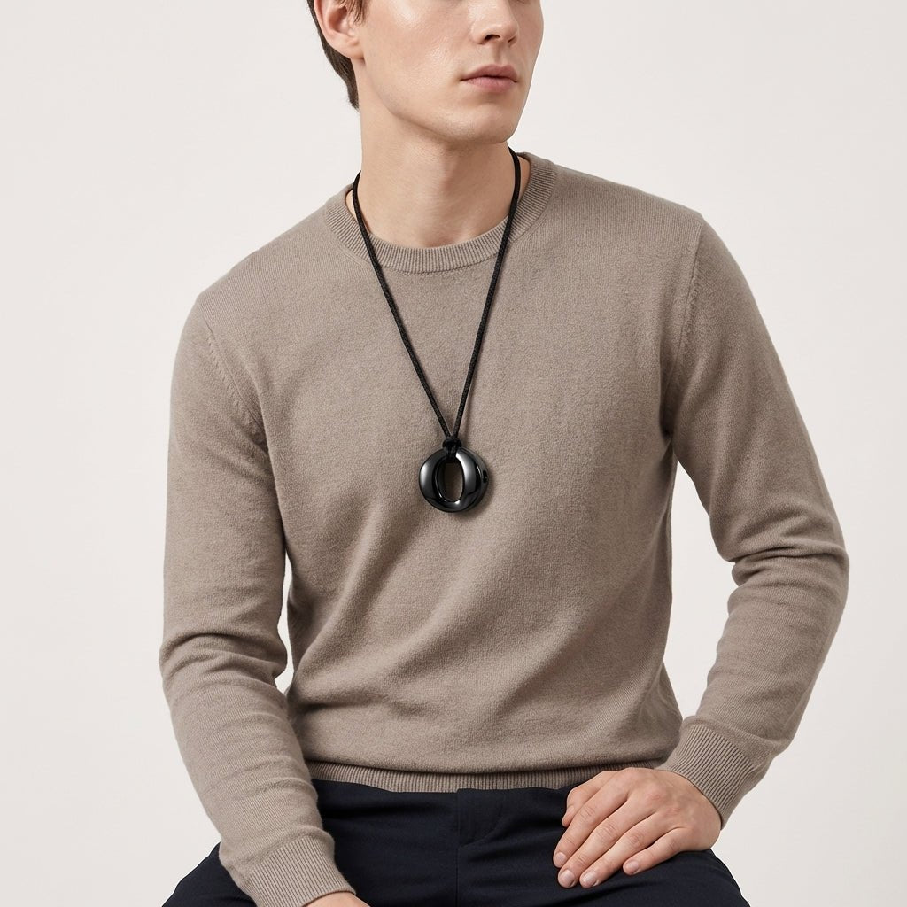 RVS Ashanger Open Cirkel - Zwart - Aramat Jewels - Gedenkhangers - cadeautip