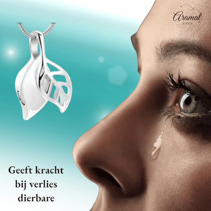 RVS Ashanger Twee Blaadjes - Zilverkleurig - hang674 - 10032 - Gedenkhangers kopen# - 20mm - alles - ashangers