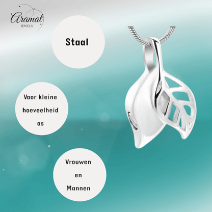 RVS Ashanger Twee Blaadjes - Zilverkleurig - hang674 - 10032 - Gedenkhangers kopen# - 20mm - alles - ashangers