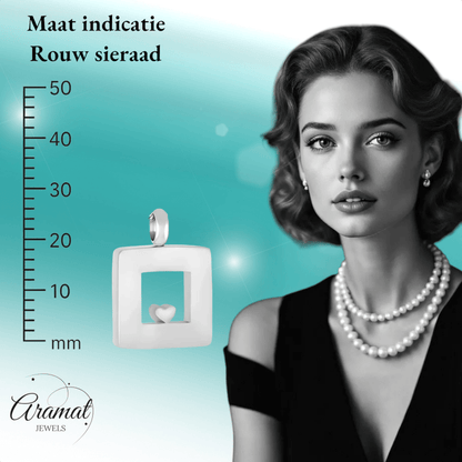 RVS Ashanger Vierkant met Hartje - Zilverkleurig - hang462 - Gedenkhangers kopen# - 26mm - alles - ashangers