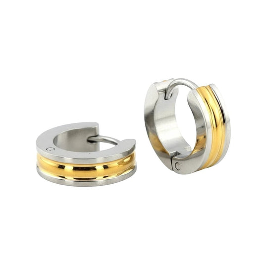 RVS Bicolor Creolen Goud Zilver 20mm - Huggie Oorringen Unisex - Aramat Jewels - Oorringen - cadeautip