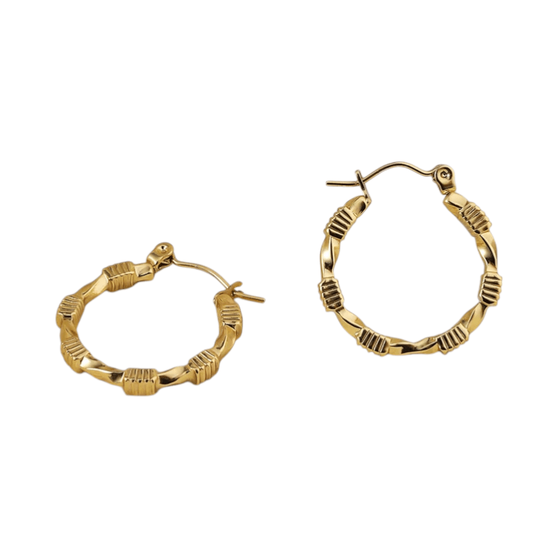 RVS Blokjes Oorringen 25x23mm Goudkleurig - oor6366 - 514408 - Oorringen kopen# - 25mm - alles - blokjes