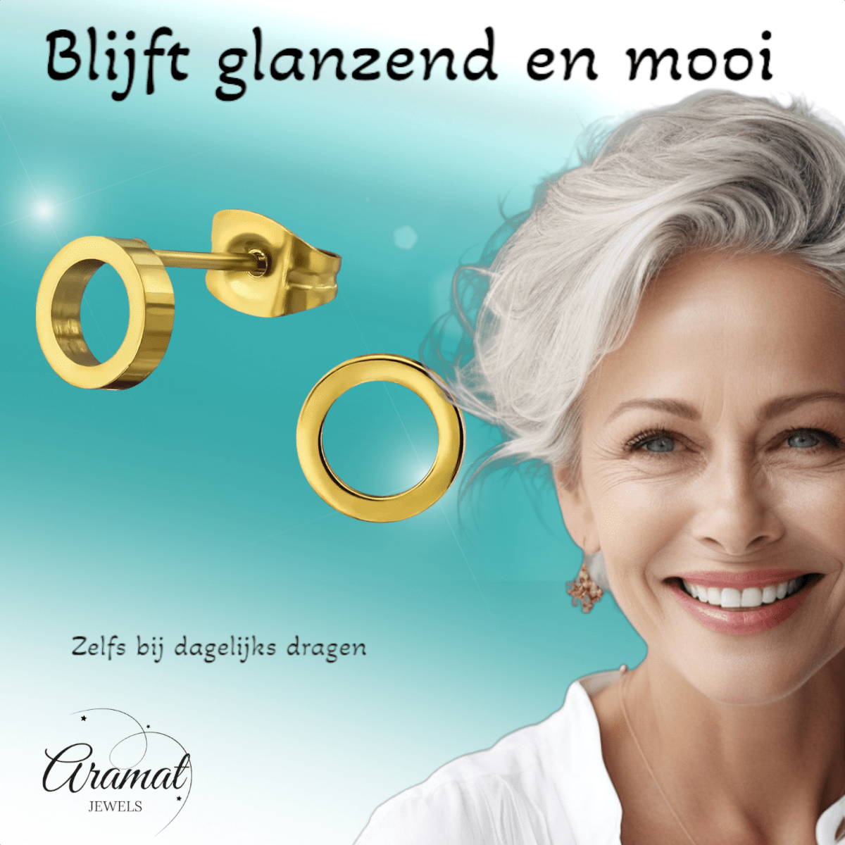 RVS Cirkel Oorbellen Goudkleur Open 10mm - Minimalistische Oorstekers - Aramat Jewels - Oorbellen - cadeautip