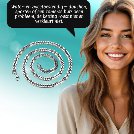 RVS Curb Chain Ketting Zilverkleur 50 - 60cm - Stoere Schakelketting - Aramat Jewels - Halskettingen - cadeautip