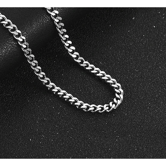 Collier gourmette en acier argenté