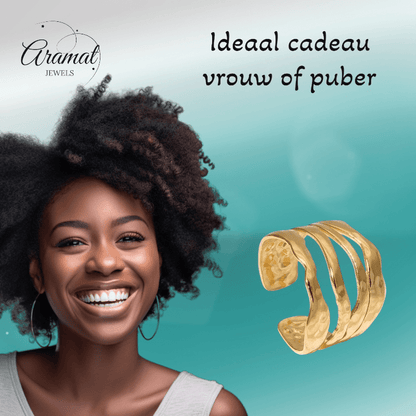 RVS Damesring Verstelbaar – 4 Grillige Lijnen – 17 mm - ring337 - 73886 - Ringen kopen# - Zilverkleur - alles - boho