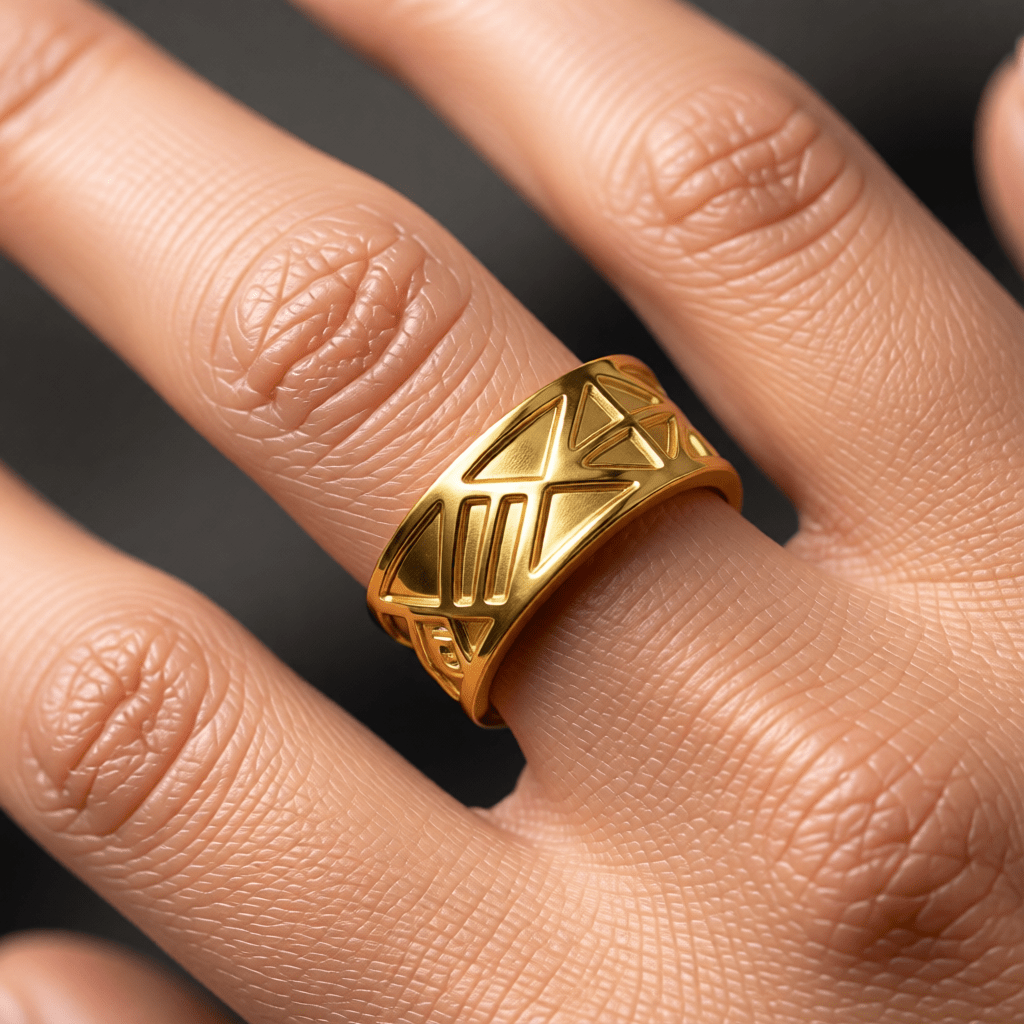 RVS Damesring Verstelbaar – Driehoekige Motiefjes – One Size - Aramat Jewels - Ringen - cadeautip