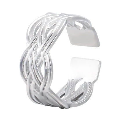 RVS Damesring Verstelbaar – Keltisch Gevlochten Schakels – One Size - ring338 - 161442 - Ringen kopen# - Zilverkleur - alles - boho